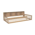 Letto Montessori Whisen Wood Twin XL con armadietti contenitori e porte USB