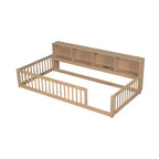 Letto Montessori Whisen Wood Twin XL con armadietti contenitori e porte USB
