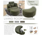 GDFStudio Dinah Moderna Sedia Girevole a 360° in Bouclé Alta 40 cm con Pouf Contenitore