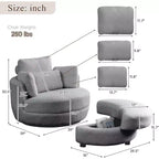 GDFStudio Dinah Moderna Sedia Girevole a 360° in Bouclé Alta 40 cm con Pouf Contenitore