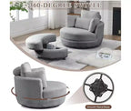 GDFStudio Dinah Moderna Sedia Girevole a 360° in Bouclé Alta 40 cm con Pouf Contenitore