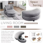 GDFStudio Dinah Moderna Sedia Girevole a 360° in Bouclé Alta 40 cm con Pouf Contenitore