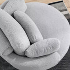 GDFStudio Dinah Moderna Sedia Girevole a 360° in Bouclé Alta 40 cm con Pouf Contenitore