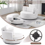 GDFStudio Dinah Moderna Sedia Girevole a 360° in Bouclé Alta 40 cm con Pouf Contenitore