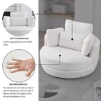 GDFStudio Dinah Moderna Sedia Girevole a 360° in Bouclé Alta 40 cm con Pouf Contenitore