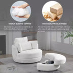 GDFStudio Dinah Moderna Sedia Girevole a 360° in Bouclé Alta 40 cm con Pouf Contenitore