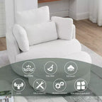 GDFStudio Dinah Moderna Sedia Girevole a 360° in Bouclé Alta 40 cm con Pouf Contenitore