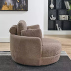 GDFStudio Dinah Moderna Sedia Girevole a 360° in Bouclé Alta 40 cm con Pouf Contenitore