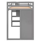 Letto a soppalco funzionale Whisen 93.3''L*42.4''W con 3 ripiani, armadi, cassetti, scala con contenitore