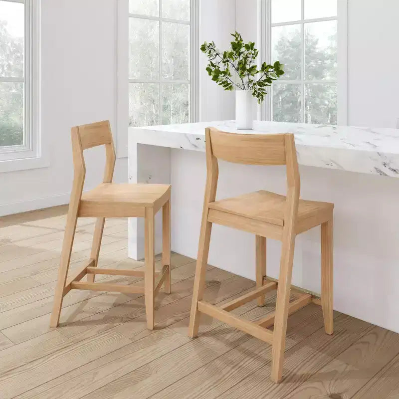 Plank+Beam 38 Sedie moderne da bar, set di 2 sedie da pranzo in legno massello per bar di casa, cucina, sedute contemporanee per sala da pranzo