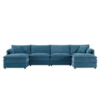 Divano componibile Whisen Modern Design 136 in ciniglia con doppie sedute e pouf mobili