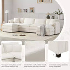 Divano componibile Whisen Modern Design 136 in ciniglia con doppie sedute e pouf mobili