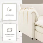 Divano componibile Whisen Modern Design 136 in ciniglia con doppie sedute e pouf mobili