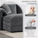 Divano componibile Whisen Modern Design 136 in ciniglia con doppie sedute e pouf mobili