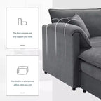 Divano componibile Whisen Modern Design 136 in ciniglia con doppie sedute e pouf mobili