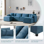 Divano componibile Whisen Modern Design 136 in ciniglia con doppie sedute e pouf mobili