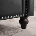 Divano Chesterfield in pelle PU classico, 84" L, divano a 3 posti/1 posto con braccioli arrotolati e finiture borchiate per soggiorno o ufficio ModernLuxe