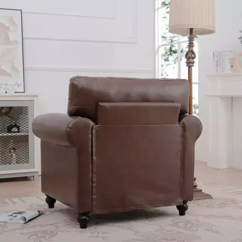 Divano Chesterfield in pelle PU classico, 84" L, divano a 3 posti/1 posto con braccioli arrotolati e finiture borchiate per soggiorno o ufficio ModernLuxe