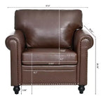 Divano Chesterfield in pelle PU classico, 84" L, divano a 3 posti/1 posto con braccioli arrotolati e finiture borchiate per soggiorno o ufficio ModernLuxe