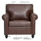 Divano Chesterfield in pelle PU classico, 84" L, divano a 3 posti/1 posto con braccioli arrotolati e finiture borchiate per soggiorno o ufficio ModernLuxe