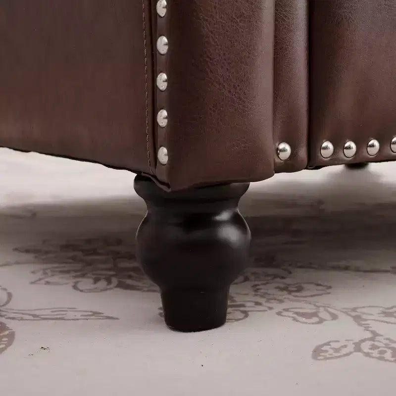 Divano Chesterfield in pelle PU classico, 84" L, divano a 3 posti/1 posto con braccioli arrotolati e finiture borchiate per soggiorno o ufficio ModernLuxe