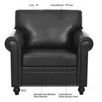 Divano Chesterfield in pelle PU classico, 84" L, divano a 3 posti/1 posto con braccioli arrotolati e finiture borchiate per soggiorno o ufficio ModernLuxe