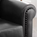 Divano Chesterfield in pelle PU classico, 84" L, divano a 3 posti/1 posto con braccioli arrotolati e finiture borchiate per soggiorno o ufficio ModernLuxe