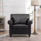 Classic 84''W Chesterfield PU Leather Sofa, 3-Seater/1-Seater Couch with Rolled Arms and Nailhead Trim for Living Room or Office  ModernLuxe
