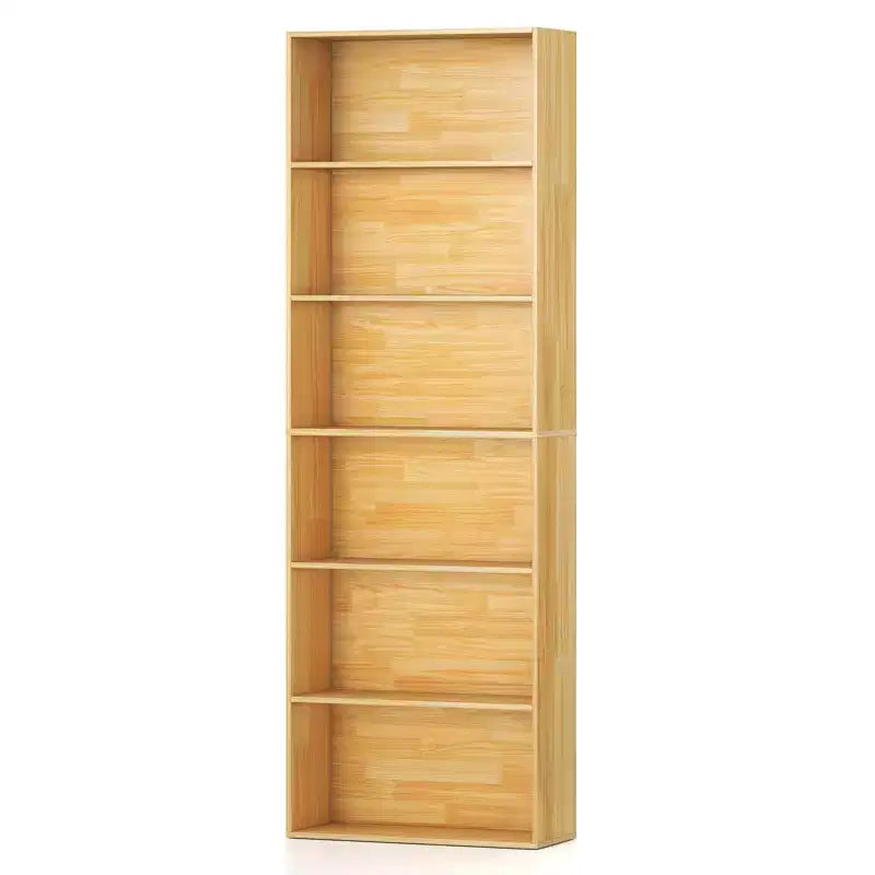Costway Libreria a 6 Ripiani, Alta 70, con 6 Scaffali Aperti, Kit Antiribaltamento per Soggiorno Marrone/Nero