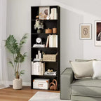 Costway Libreria a 6 Ripiani, Alta 70, con 6 Scaffali Aperti, Kit Antiribaltamento per Soggiorno Marrone/Nero