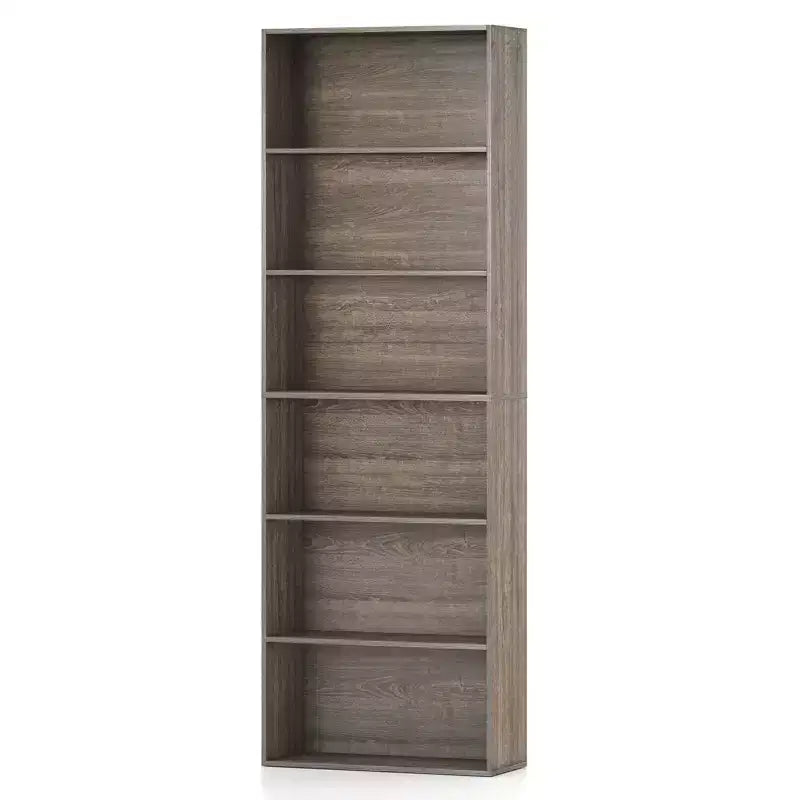 Costway Libreria a 6 Ripiani, Alta 70, con 6 Scaffali Aperti, Kit Antiribaltamento per Soggiorno Marrone/Nero