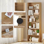 Costway Libreria a 6 Ripiani, Alta 70, con 6 Scaffali Aperti, Kit Antiribaltamento per Soggiorno Marrone/Nero