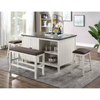 Panca Imbottita Alta da Cucina Simple Relax in Bianco Sporco e Grigio Scuro