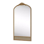 Specchio a figura intera in legno massello intagliato a vite fiorita ad angolo retto micro-blocco marrone 180x93x4cm (senza staffa)
