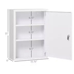Mobiletto a muro in acciaio con chiusura a 3 ripiani, 16 x 21, per bagno o cucina, con 2 chiavi