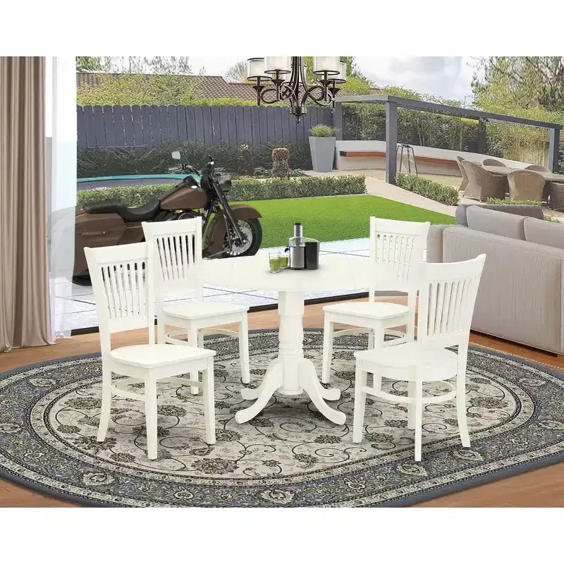 Set tavolo da pranzo rotondo e 4 sedie HomeStock Linen White Moderno