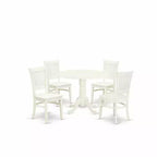 Set tavolo da pranzo rotondo e 4 sedie HomeStock Linen White Moderno