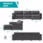 Divano componibile Mjkone da 117", divano a L, divano Cloud Couch Dupe con pouf mobile, divano a 3 posti per soggiorno e appartamento