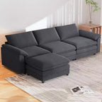 Divano componibile Mjkone da 117", divano a L, divano Cloud Couch Dupe con pouf mobile, divano a 3 posti per soggiorno e appartamento
