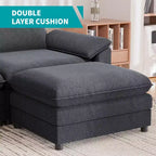 Divano componibile Mjkone da 117", divano a L, divano Cloud Couch Dupe con pouf mobile, divano a 3 posti per soggiorno e appartamento