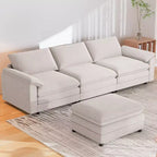 Divano componibile Mjkone da 117", divano a L, divano Cloud Couch Dupe con pouf mobile, divano a 3 posti per soggiorno e appartamento