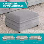 Divano componibile Mjkone da 117", divano a L, divano Cloud Couch Dupe con pouf mobile, divano a 3 posti per soggiorno e appartamento