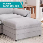 Divano componibile Mjkone da 117", divano a L, divano Cloud Couch Dupe con pouf mobile, divano a 3 posti per soggiorno e appartamento