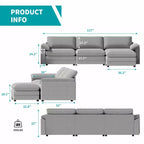 Divano componibile Mjkone da 117", divano a L, divano Cloud Couch Dupe con pouf mobile, divano a 3 posti per soggiorno e appartamento