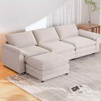 Divano componibile Mjkone da 117", divano a L, divano Cloud Couch Dupe con pouf mobile, divano a 3 posti per soggiorno e appartamento