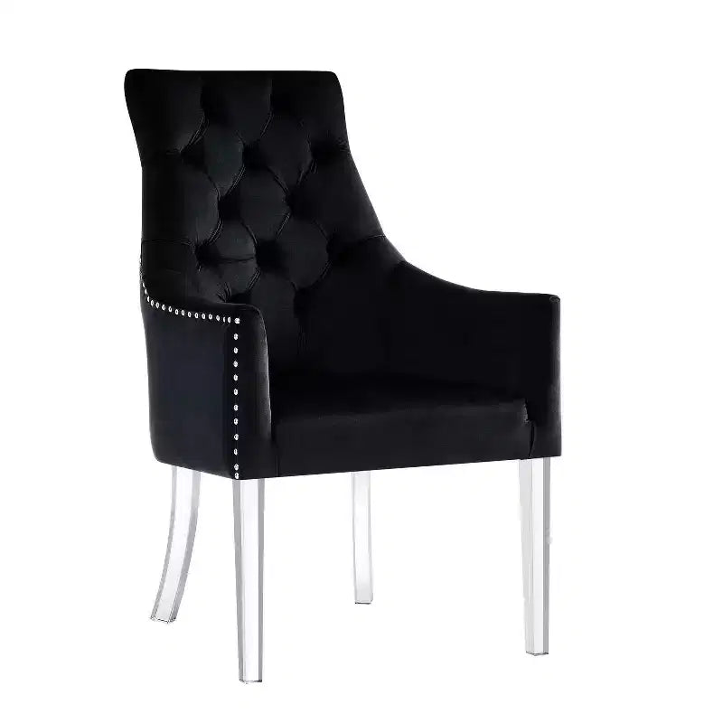 Inspired Home Marilyn Sedia da pranzo con braccioli e gambe acriliche, con bottoni, (set da 2)