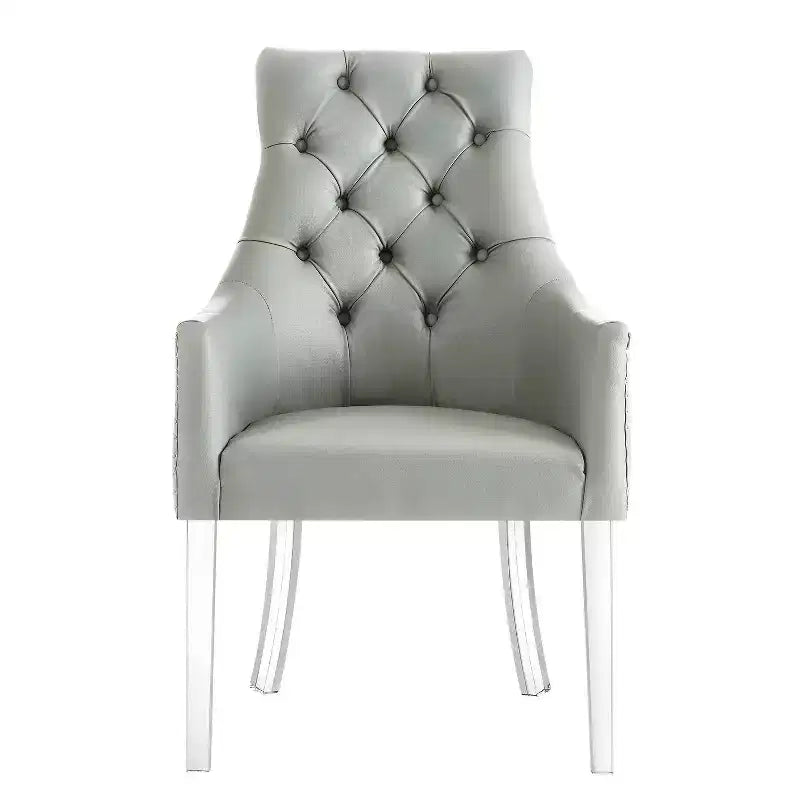 Inspired Home Marilyn Sedia da pranzo con braccioli e gambe acriliche, con bottoni, (set da 2)
