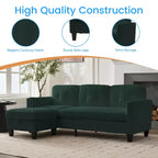 Divano componibile a L convertibile Mjkone 76 con pouf contenitore, divano a 3 posti in velluto a coste