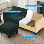 Divano componibile a L convertibile Mjkone 76 con pouf contenitore, divano a 3 posti in velluto a coste