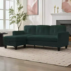 Divano componibile a L convertibile Mjkone 76 con pouf contenitore, divano a 3 posti in velluto a coste